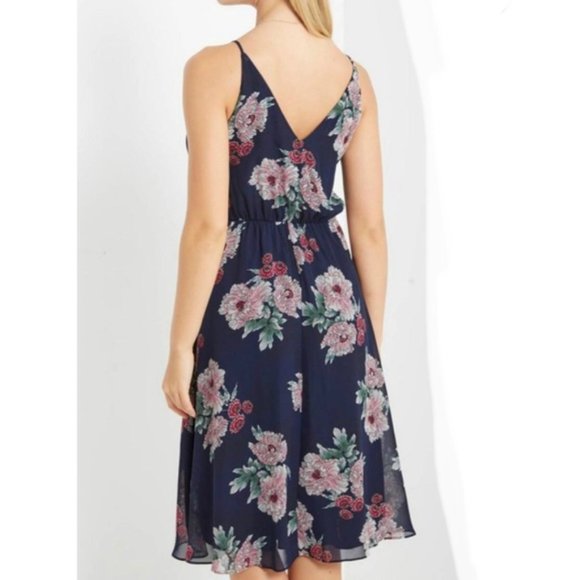 Maitai Navy Flowy Floral Midi Dress V-Neck M - Picture 3 of 12